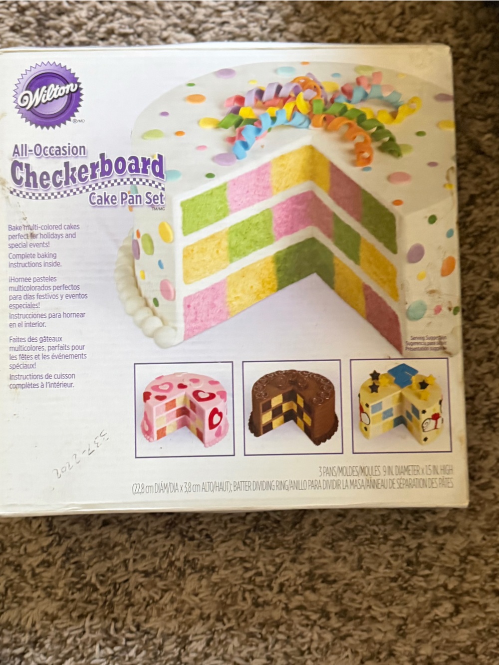 Wilton Checkerboard Cake Pan Set - Pink, Yellow, Green